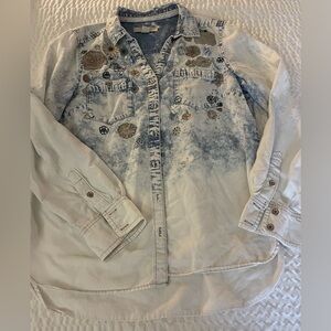 Vintage America Blue Floral Button Down Shirt